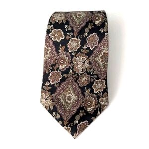 Hunting Horn J. Riggins Silk Tie 61" x 3.75" Floral Print Classic Vintage USA